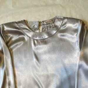 KAREN SCOTT silver grey satin blouse